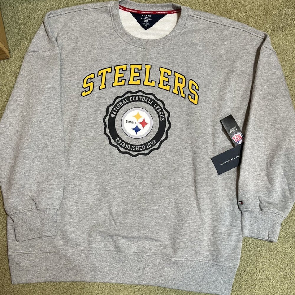 NWT Grey Tommy Hilfiger Pittsburgh Steelers NFL Sweatshirt   Size 3XL Men’s New!